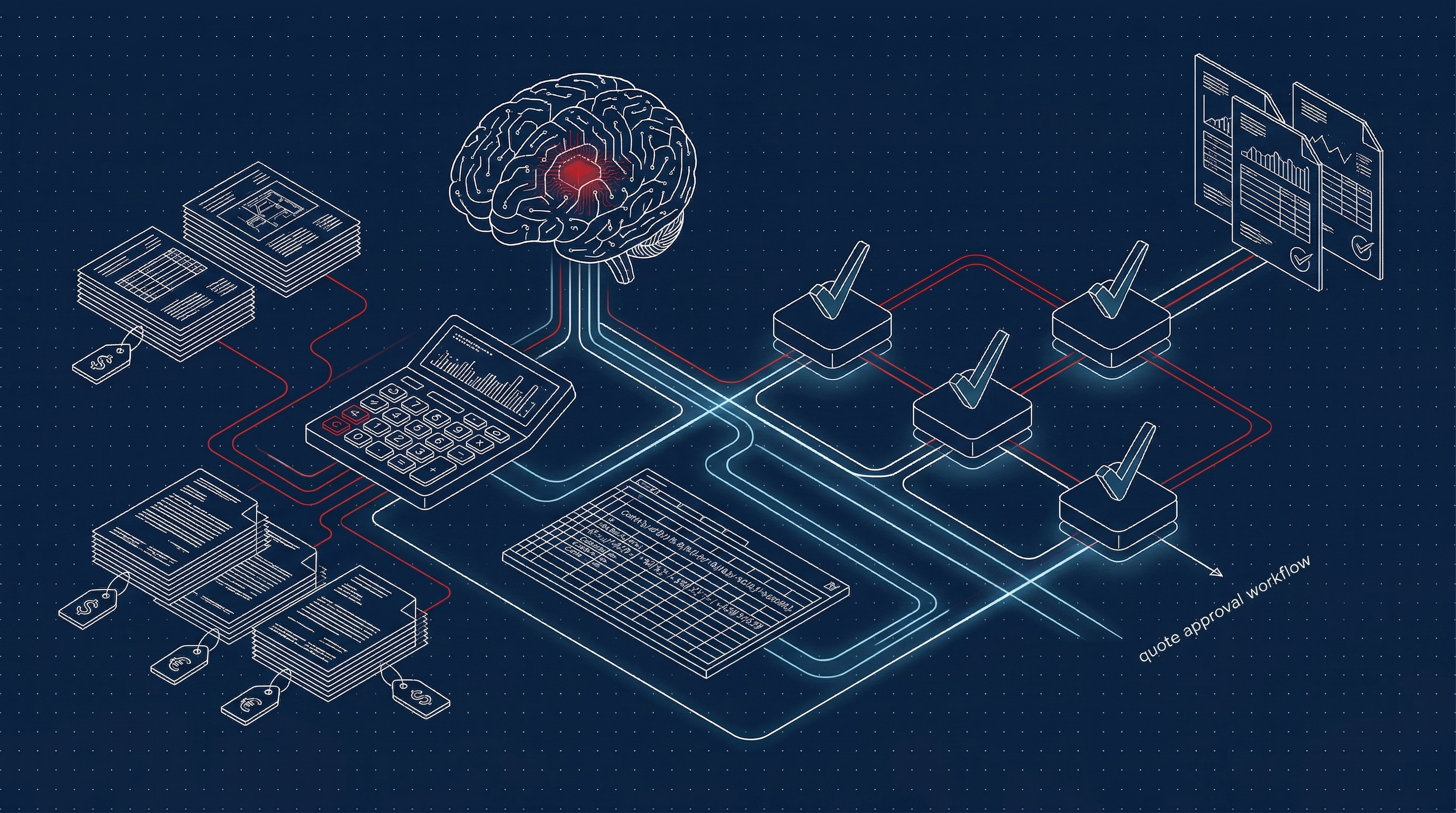 Intelligent quoting blueprint — AI analyzing cost data and quote workflows